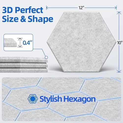 20 Pack Acoustic Panels with Self Adhesive, Soundproof Wall Panels, Hexagon - Image 6