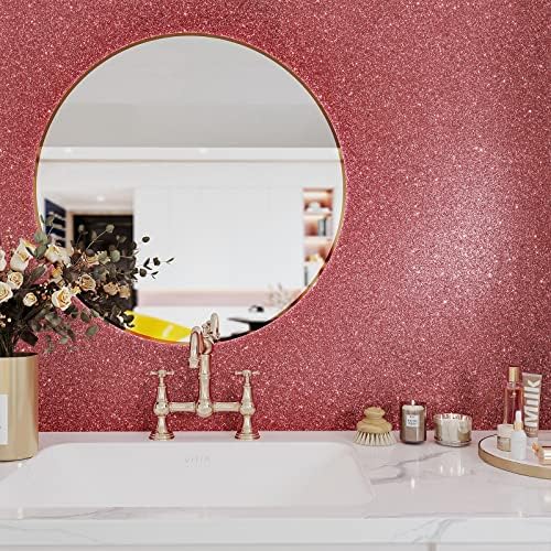 VEELIKE Shimmer Rose Gold Glitter Wallpaper Roll 15.7''x354'' Peel and Stick - Image 3