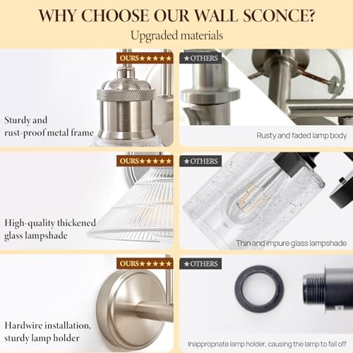 Wall Sconces Set of Two, Nickel Sconces Wall Decor - Image 5