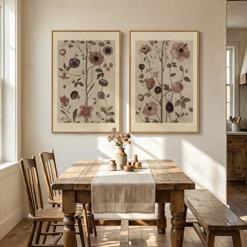 Large Framed Vintage Floral Botanical Wall Art - Image 4