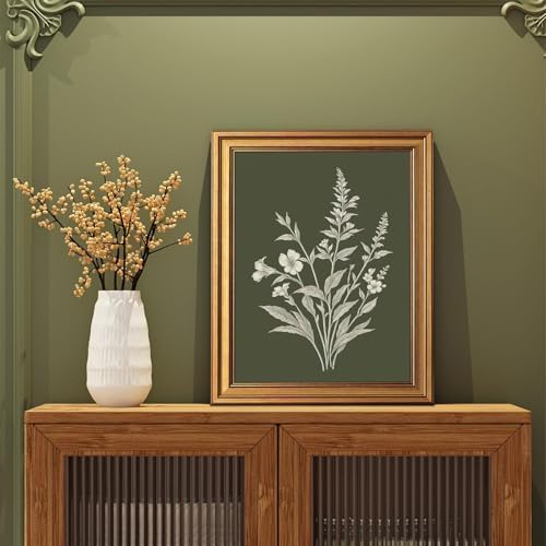 Gold Framed Floral Wall Art, Sage Green Botanical Pictures Wall Decor - Image 6