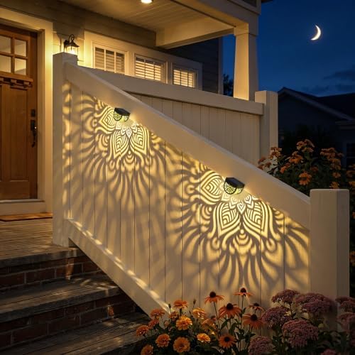 Hapjoy Solar Fence Lights Outdoor 4 Pack Solar Step Lights LED Powered Wall - Image 3