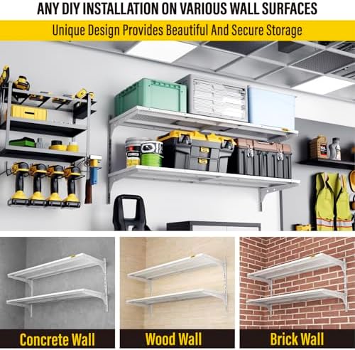 Aecxm 1pack×2 Tier 1.3x4ft Garage Shelving Wall Mounted, 260lbs Load - Image 7