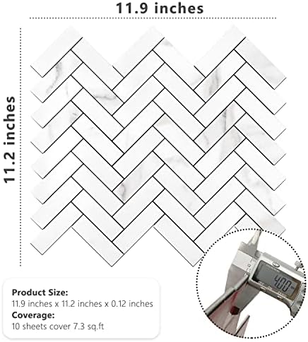 STICKGOO 10 Sheets Herringbone Peel and Stick Backsplash, Stick on Aluminum - Image 6