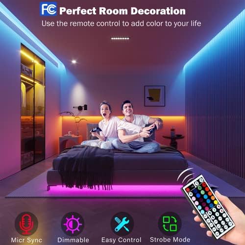 Leeleberd 50ft Led Strip Lights, Music Sync Color Changing Led Light Strips - Image 3