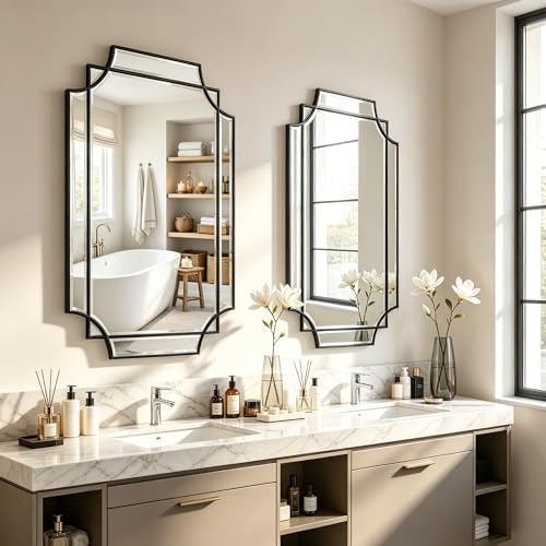 36"x24" Geometric Decorative Beveled Mirror - Image 5