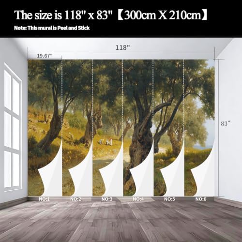 The Classical Realistic Style self-Adhesive Mural of Olive Orchard Scenery is - Image 3