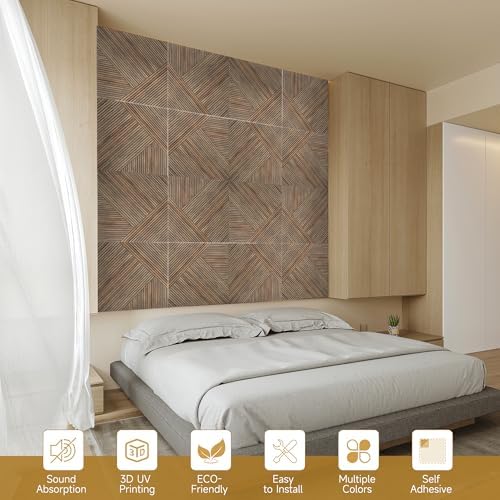 Acoustic Panels, 6 Pack, 23.6" x 23.6" Sound Panels, Natural Walnut - Image 6