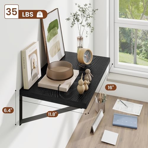 Deep Wall Shelves 16"W x 12"D Engineered Wood Floating Shelves - Image 3