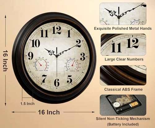 16 Inch Vintage Wall Clock - Image 3