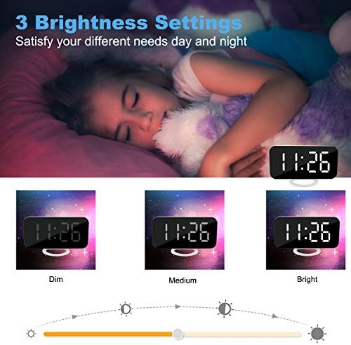 SZELAM Digital Clock Large Display, LED Electric Alarm Clocks Mirror Surface - Image 3