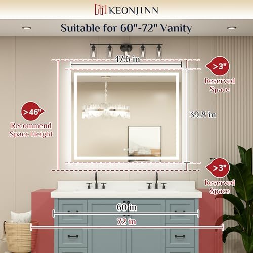 Keonjinn 48x40 Inch LED Bathroom Mirror - Image 6
