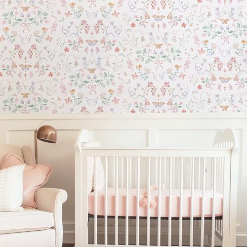 Ismoon Wallpaper Peel and Stick Pink Floral Wallpaper 17.3in x 32.8ft Green - Image 3