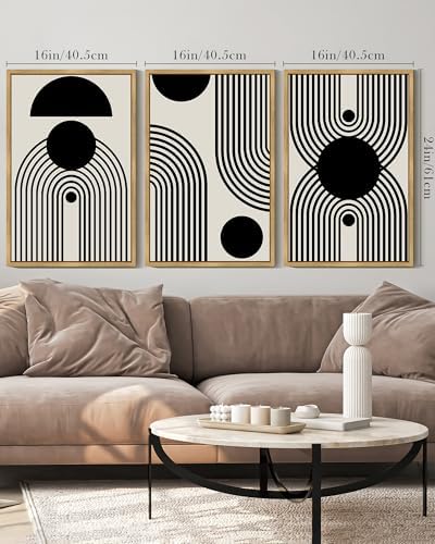 Drsoum Lager 16x24in Black and White Abstract Framed Wall Art Decor Duotone - Image 2