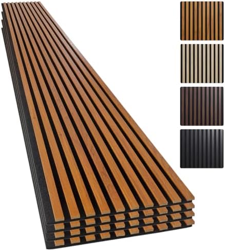 Yuzzy Wood Slat Wall Panel 4 Pack, 94.5" x 12" Acoustic Wall Panels by Yuzzy