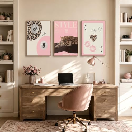 Pink Cheetah Wall Decor Art Leopard Pictures Aesthetic Room Poster Prints - Image 4