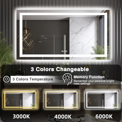 EchosLife 66"x36" LED Lit Bathroom Mirror - Image 5