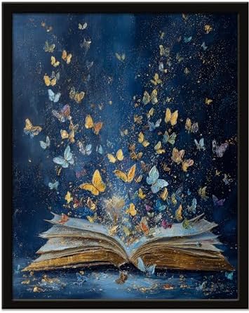 Wall Art Prints Colorful Butterfly Emerging From Book Poster Canvas Art Wall by Tsomzxng