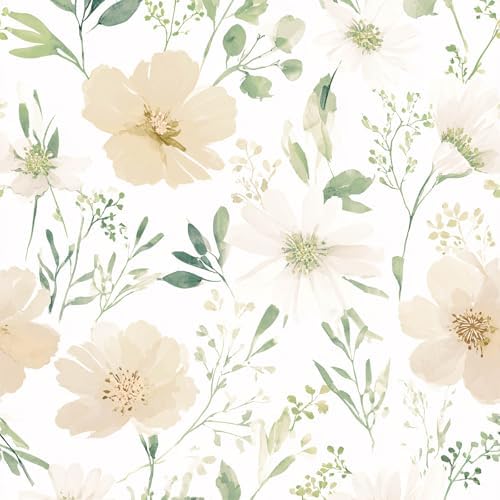 Floral Peel and Stick Wallpaper 17.7in x 70.8in by Akodm