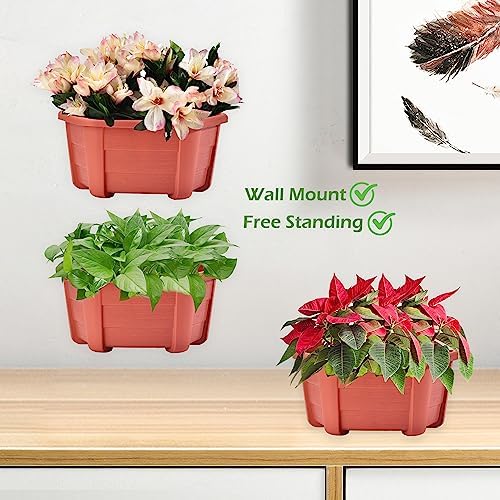 ORIMERC 9.8 inch 3 Pack Brick Red Wall Hanging Planters - Image 5