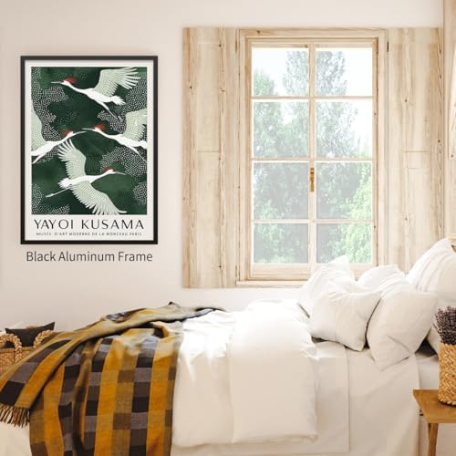 Black Framed Canvas Wall Art Japanese Flying Cranes Artwork 12x16in Vintage - Image 7