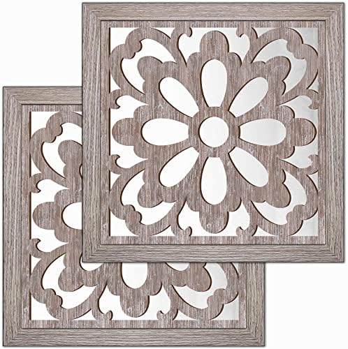 Yudarte 2pcs Set Square Mandala Cutout Wall Mirror Decor by Yudarte