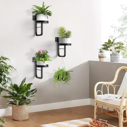 2 Pack Wall Plant Holder for Hanging Planters Indoor Outdoor Black - Image 6