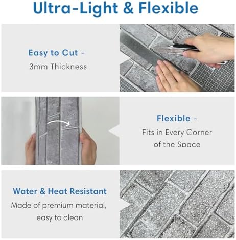 COMSTICKC 3D Peel and Stick Faux Brick Wall Panels - Image 5