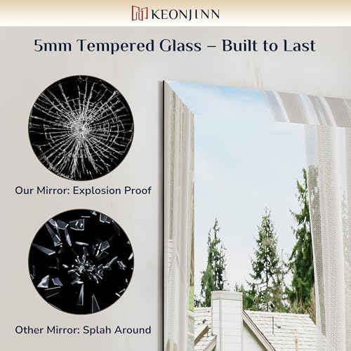 Keonjinn 22 x 30 Inch Frameless Bathroom Mirror - Image 4