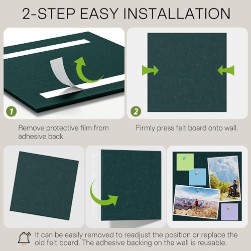 MaxGear Felt Bulletin Board 48" x 36", Dark Green Felt Wall Tile Wall Decor - Image 5