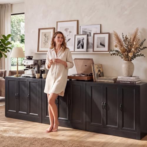 117" Modular Buffet Sideboard Cabinet Set of 3, Extra Long Coffee Bar Storage - Image 4