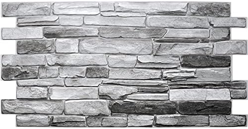 Dundee Deco Grey Faux Stone PVC 3D Wall Panel, 3.2 ft X 1.6 ft, Interior Design - Image 4