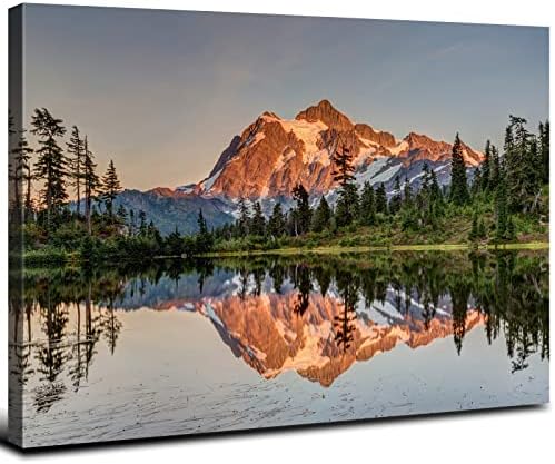 Mt Baker Mountain Wall Art Sunset Forest Landscape Wall Decor Nature Mount by AREBOLOLLC