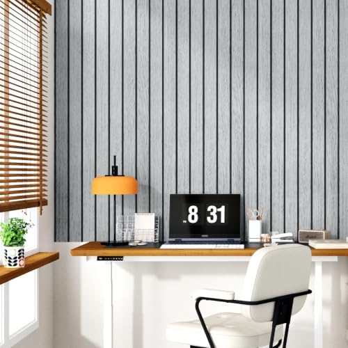 Wallercity Gray/White Peel and Stick Wood Slat Wall Panels 3D Wall Paneling - Image 4