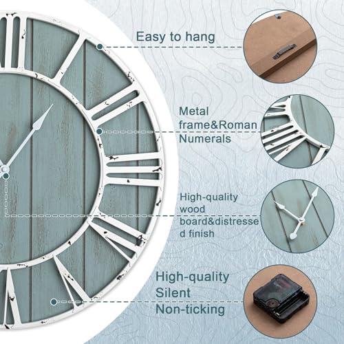 Quelay 20 Inch Large Coastal Wall Clock - Image 3