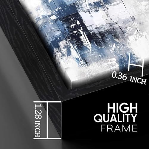 White and Blue Abstract Canvas Wall Art - Image 7