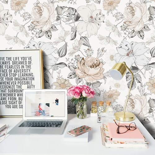 Hopepak 15.5'' x 197'' Floral Wallpaper Peel and Stick Modern - Image 3