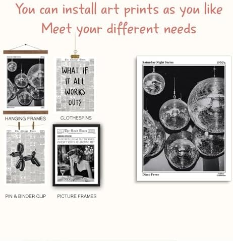 NaZaUK Black and White Framed Newspaper Posters, Y2K Wall Art Set of 4 - Image 4