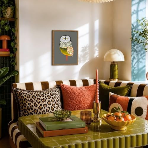 Funny Owl Wall Art, Whimsical Bird Wall Decor Painting Cute Animal Poster - Image 6