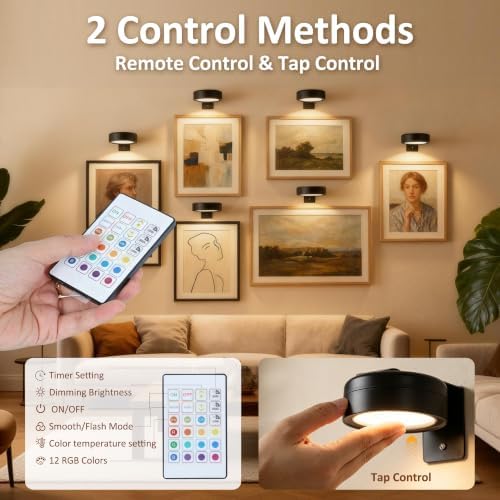 4 Pack Picture Lights for Wall, Rechargeable Magnetic Art Display Lights - Image 5