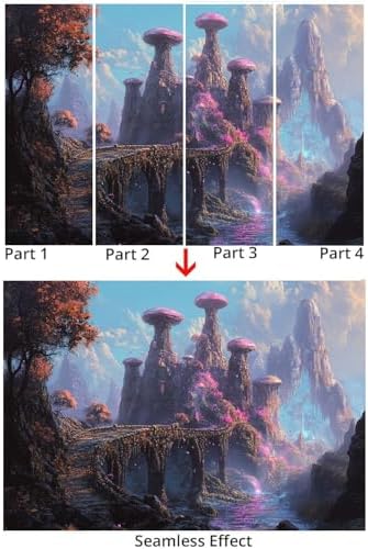 Colorful Wall Mural Wallpaper Mushroom Like Structures Bridge Fantasy Style - Image 5