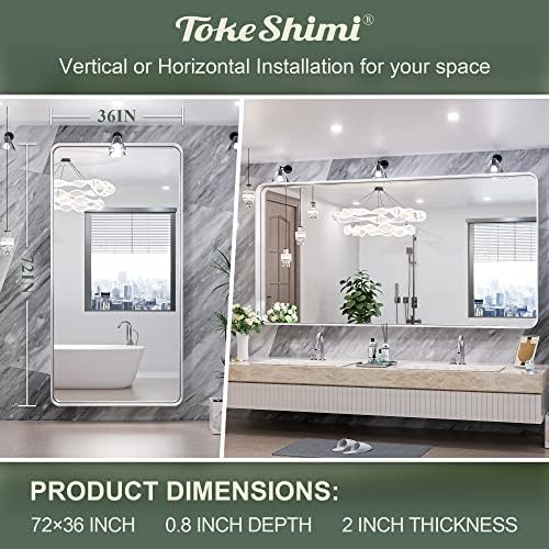 TokeShimi 72 x 36 Inch Brushed Silver Mirror Wall Mirror - Image 4