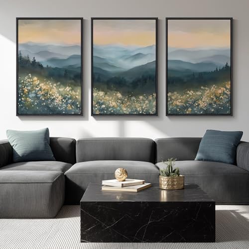 Large Framed Mountain Wildflower Landscape Wall Art by Cuspin