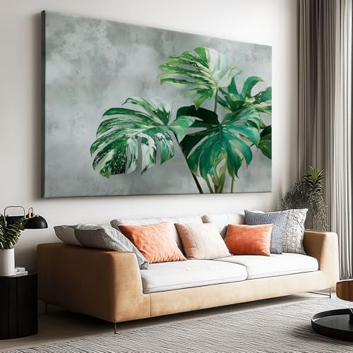 Canvas Wall Art Surreal Monstera Leaf 63" x 32" Decor Poster Prints by Unknown