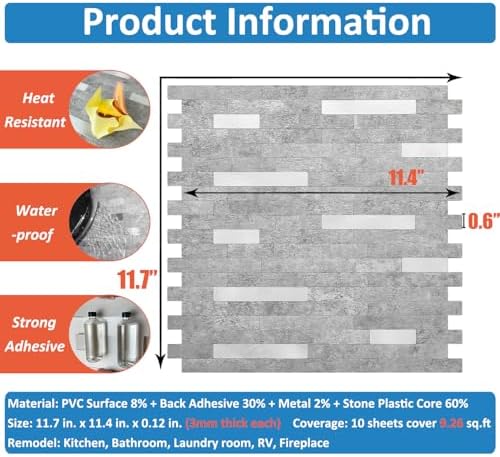 DICOFUN 10 Sheets Peel and Stick Backsplash Wall Tiles, PVC Kitchen Backsplash - Image 6