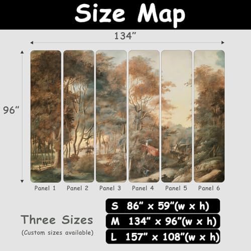 Forest Mural Wallpaper Peel and Stick Vintage Cottage Woodland Lanscape - Image 4