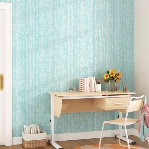Blue Grasscloth Wallpaper Modern Textured Wallpaper Peel and Stick - Image 2