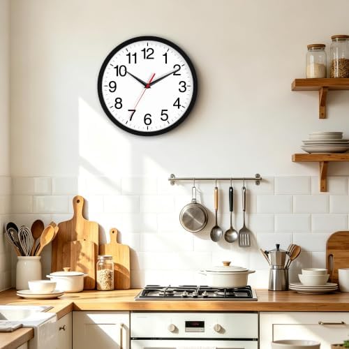 Rohioue Wall Clock Analog 10 Inch Black Battery Operated Silent Clock - Image 7