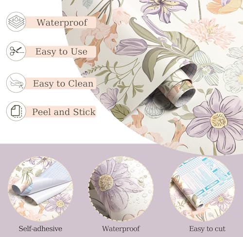 EchoSphere Light Peel and Stick Wallpaper Boho Floral Removable Wallpaper - Image 5
