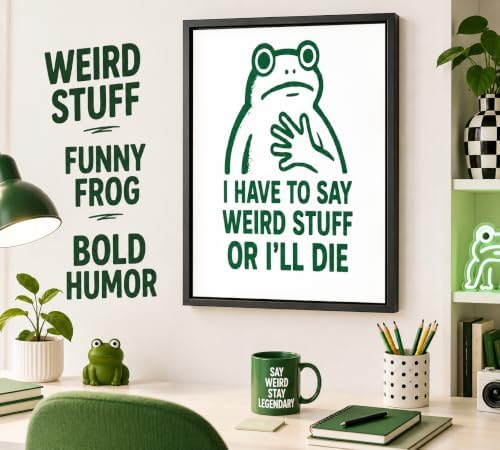 Framed Funny Frog Canvas Wall Art, Whimsical Picture Wall Decor - Image 2